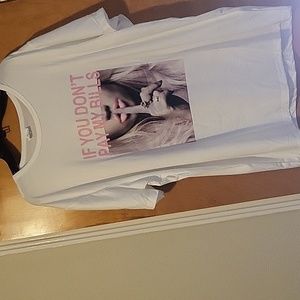 Womens White / Pink "If You Don't Pay My Bills" Short Sleeve T-shirt